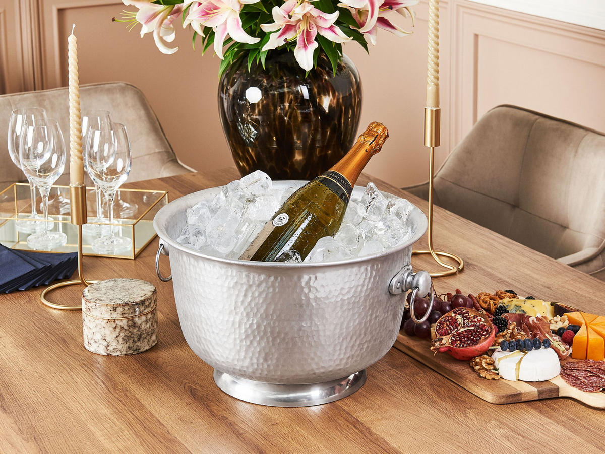 DEKOSCHALE Aluminium silber Pompeii - Silberfarben, Metall (23cm) - Beliani