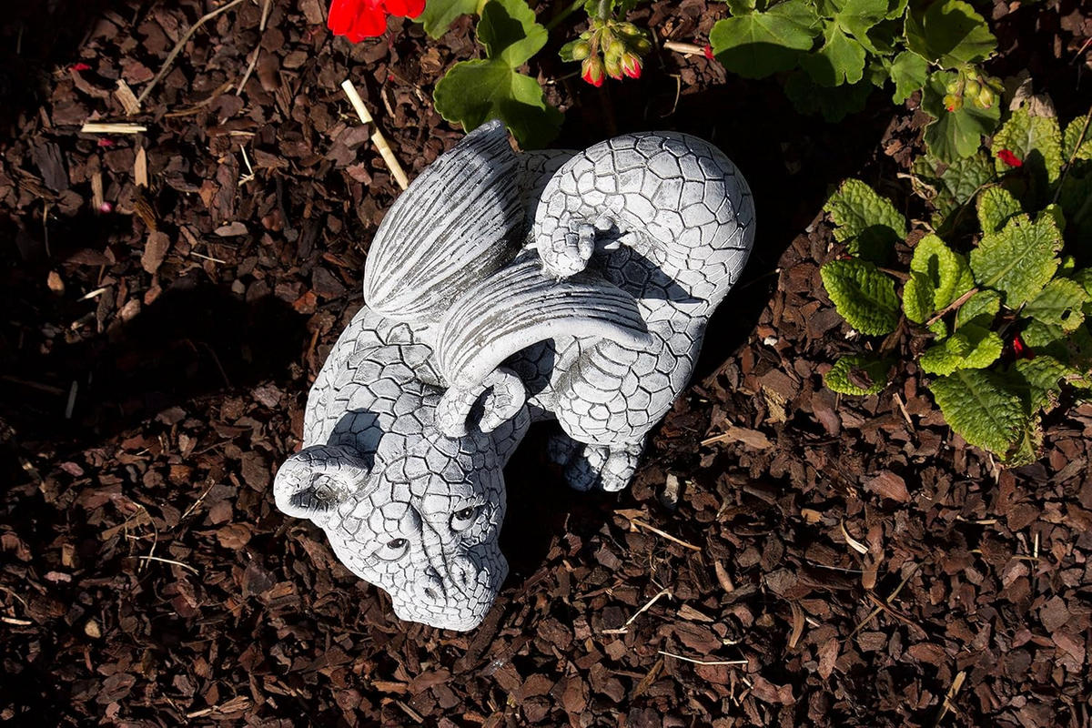 STEINFIGUR Drache Serafino, Frostfest, Steinguss - Grau, Stein (14/15/22cm) - stoneandstyle