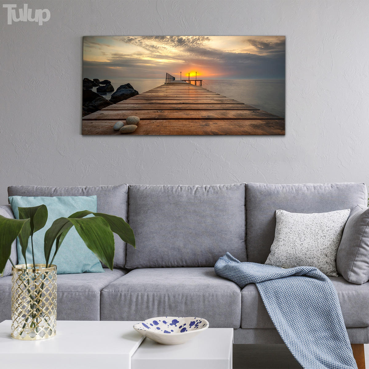 GLASBILD 120x60 cm Meereslandschaft - Cognac, Glas (120/60cm) - TULUP
