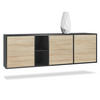 SIDEBOARD Cuba Türen in Eiche sägerau - Eiche San Remo, Holzwerkstoff (182/53/35cm) - Vladon