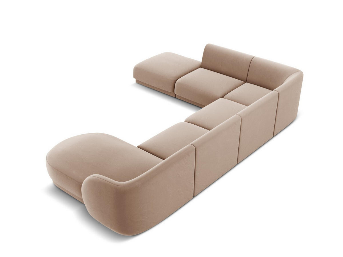 PANORAMASOFA links Miley aus Samt cappuccino 6 Sitzplätze - Cappuccino, Textil (255/70/330cm) - Micadoni