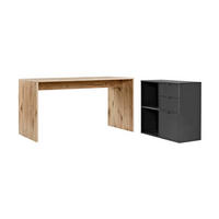 SCHREIBTISCH Der Produktive - Eichefarben/Schwarz, Holzwerkstoff (65/145/77cm) - Mokebo