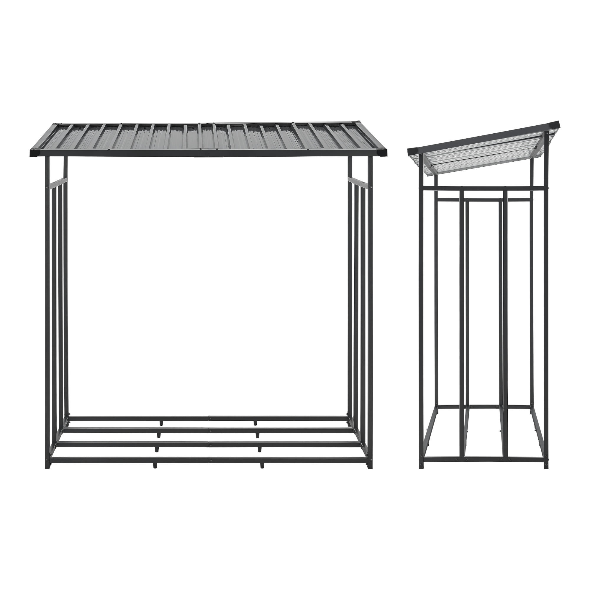 casa.pro Brennholzregal Schwarz 180x185x70 cm