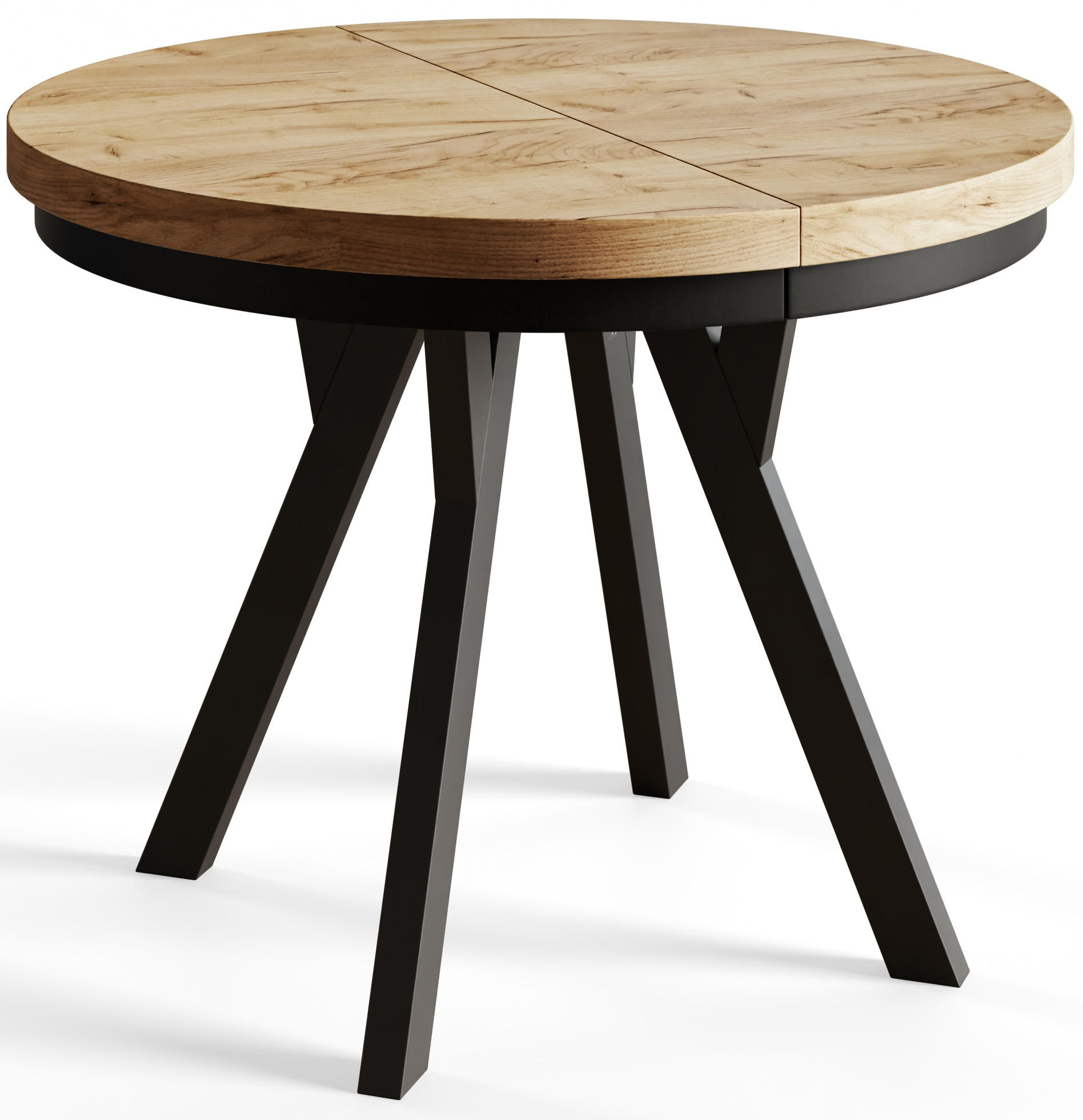 ESSZIMMERTISCH EVO, ausziehbarer Tisch 90 cm bis 190 cm, Farbe: CRAFT, mit Holzbeinen in Farbe Schwarz - Schwarz/Braun, Holzwerkstoff (90/90/77cm) - Alpi-Möbel