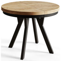 ESSZIMMERTISCH EVO, ausziehbarer Tisch 110 cm bis 210 cm, Farbe: CRAFT, mit Holzbeinen in Farbe Schwarz - Schwarz/Braun, Holzwerkstoff (110/110/77cm) - Alpi-Möbel