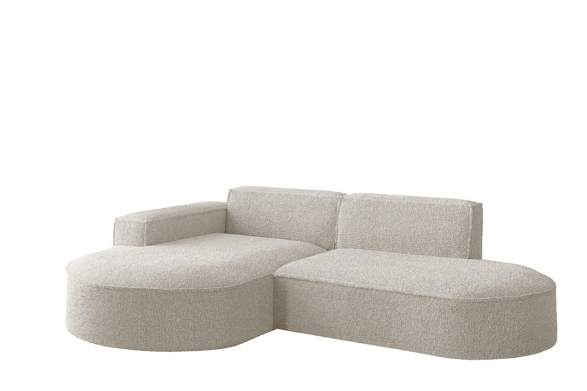 ECKSOFA Palma Xs Ottomane Ascot Bukla - Beige, Holzwerkstoff/Textil (236/165cm) - Fun Möbel