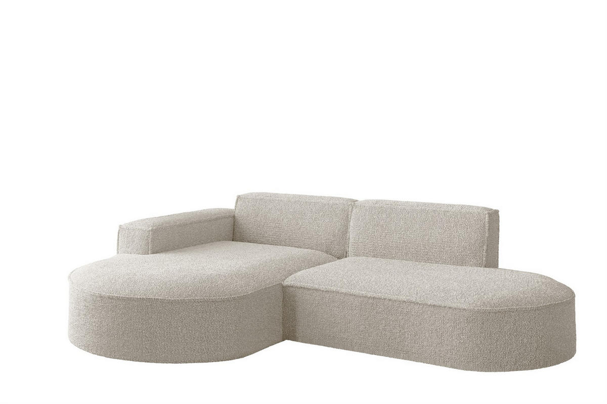 ECKSOFA Palma Xs Ottomane Ascot Bukla - Beige, Holzwerkstoff/Textil (236/165cm) - Fun Möbel