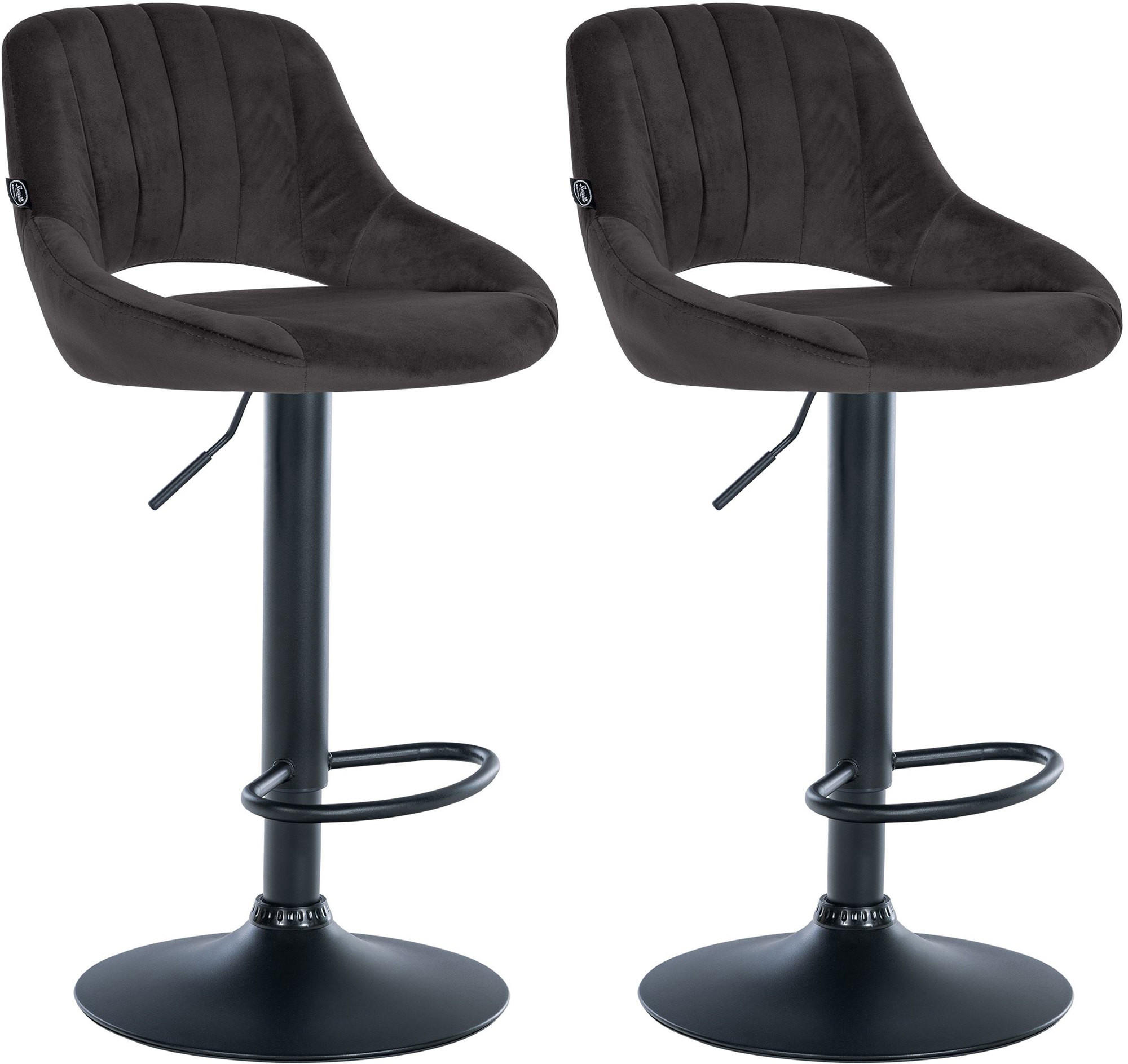 BARHOCKER 2er Set Samt schwarz - Schwarz, Textil (47/85/48cm) - CLP