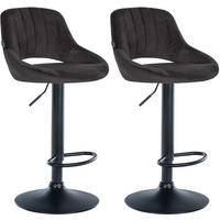 BARHOCKER 2er Set Samt schwarz - Schwarz, Textil (47/85/48cm) - CLP