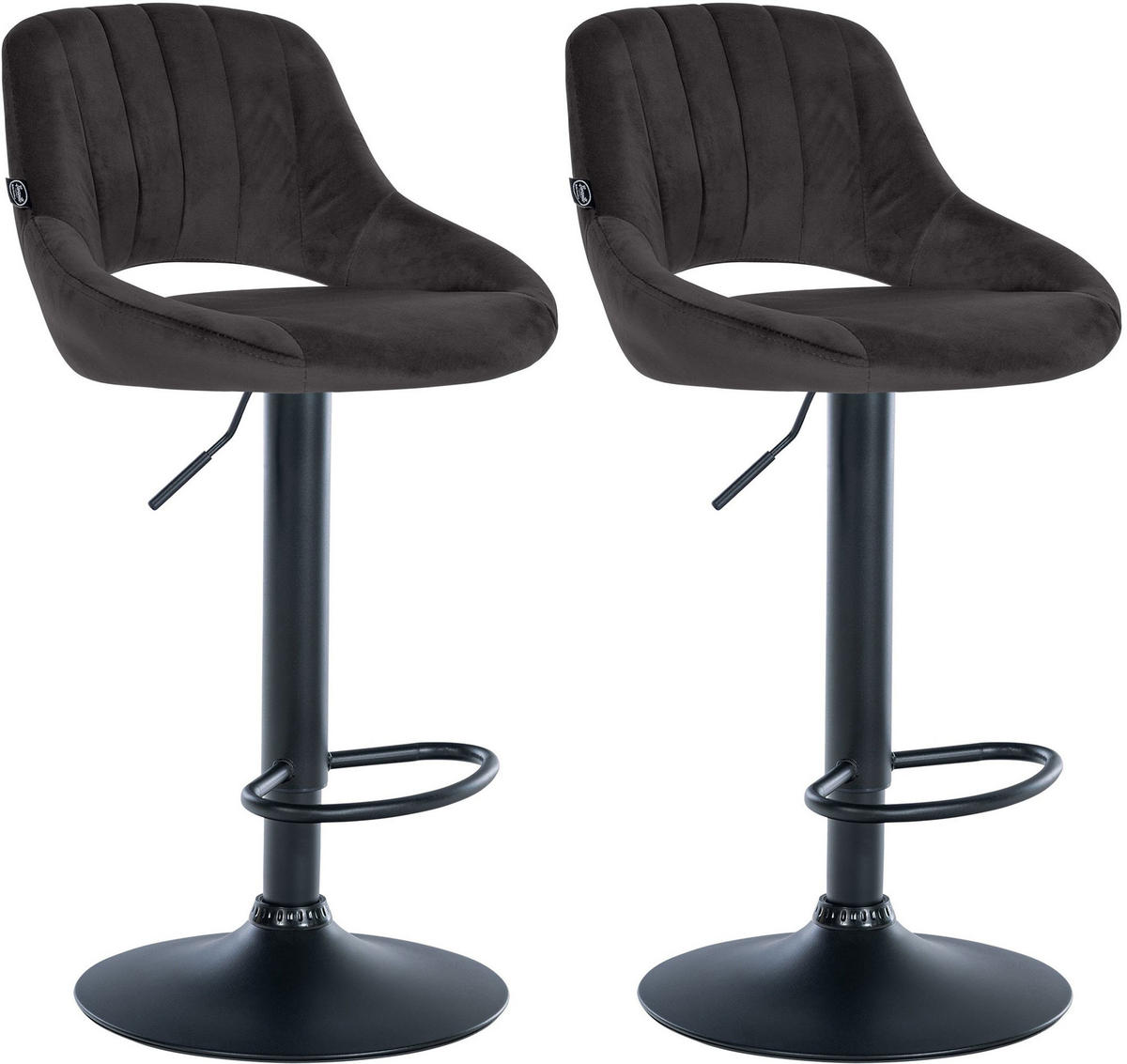 BARHOCKER 2er Set Samt schwarz - Schwarz, Textil (47/85/48cm) - CLP