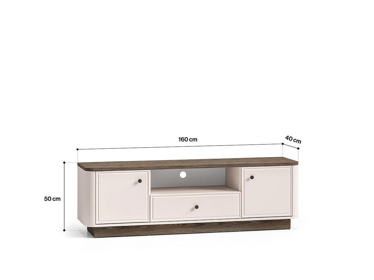 LOWBOARD – 160 cm – Vilavio – Kaschmir / Eichefarben - Kaschmir/Eichefarben, Holzwerkstoff (160/50/40cm) - hi-markt