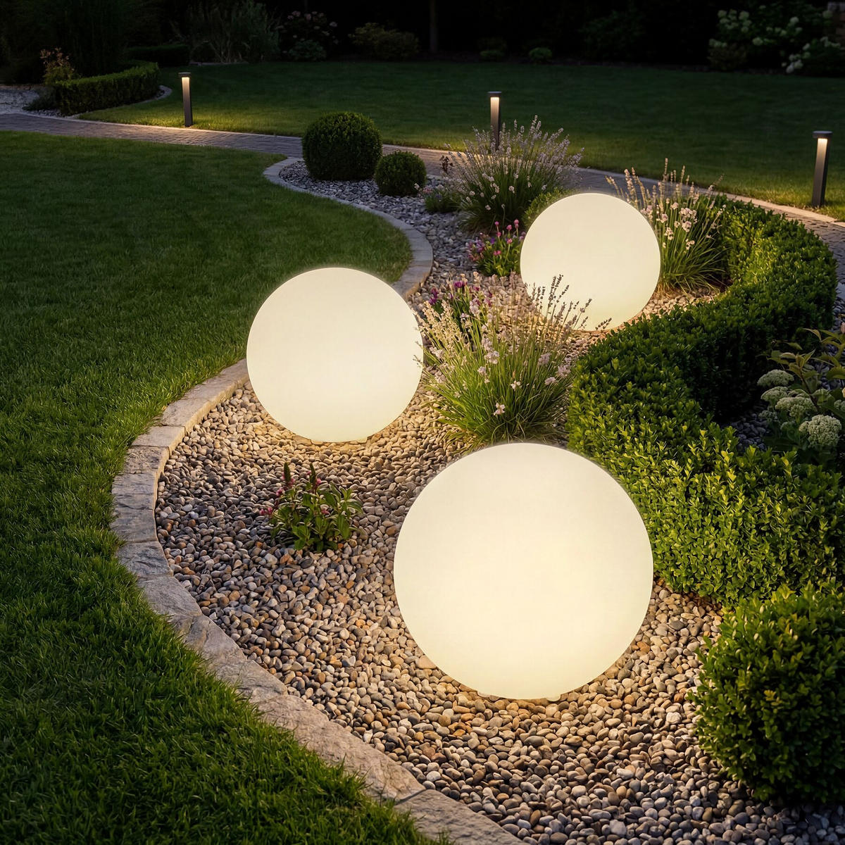 KUGELLEUCHTE Luminous Globe, inklusive Erdspieß, weiß - Weiß, Kunststoff (40/40/40cm) - tectake