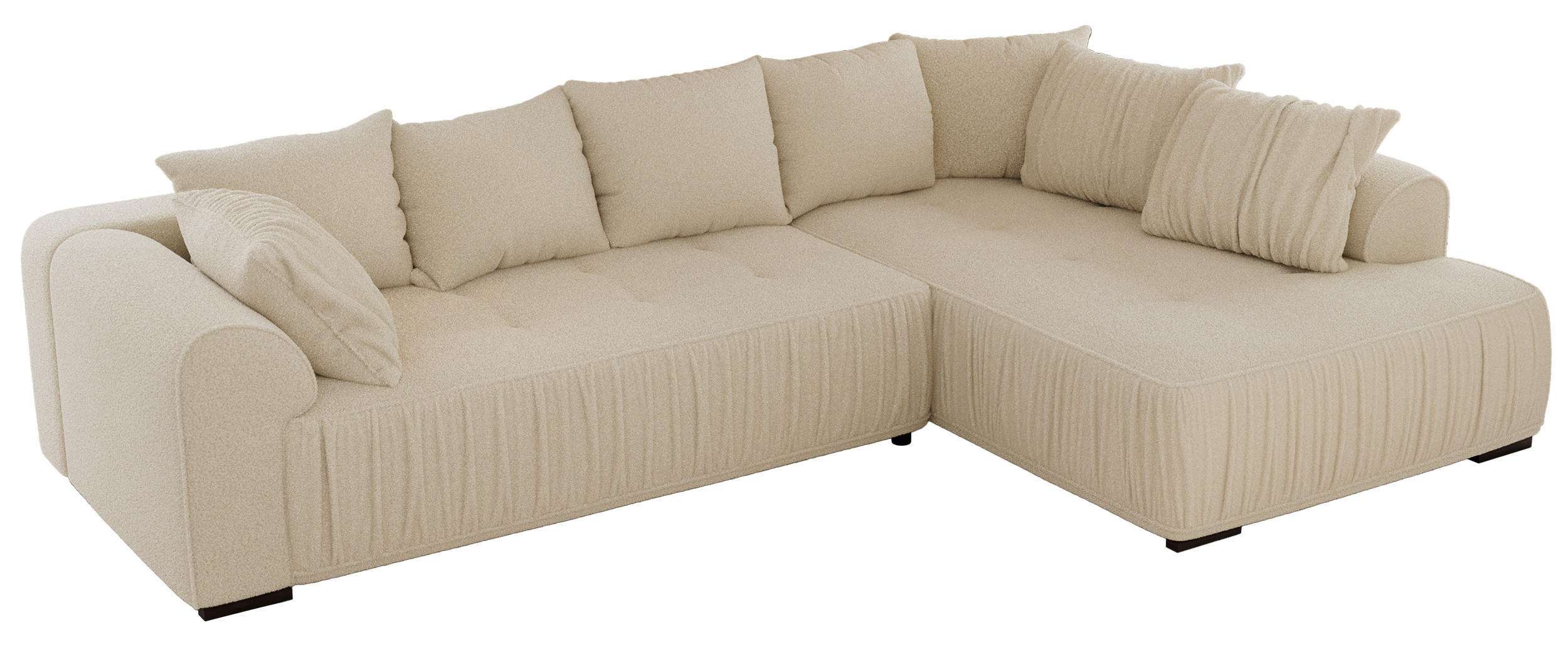 ECKSOFA ORTA Beige Boucle - Rechts - Beige/Schwarz, Textil (200/325cm) - MKS