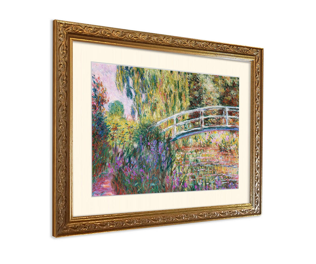 BILD gerahmt 63x53 cm Claude Monet "The Japanese Bridge Pond with Water" - Gelb, Holz (63/53cm) - artissimo