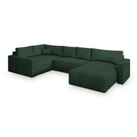 WOHNLANDSCHAFT VELAMI L-S Grün Kordstoff mit Schlaffunktion - Grün, Holz (365/83/194cm) - MASSENO