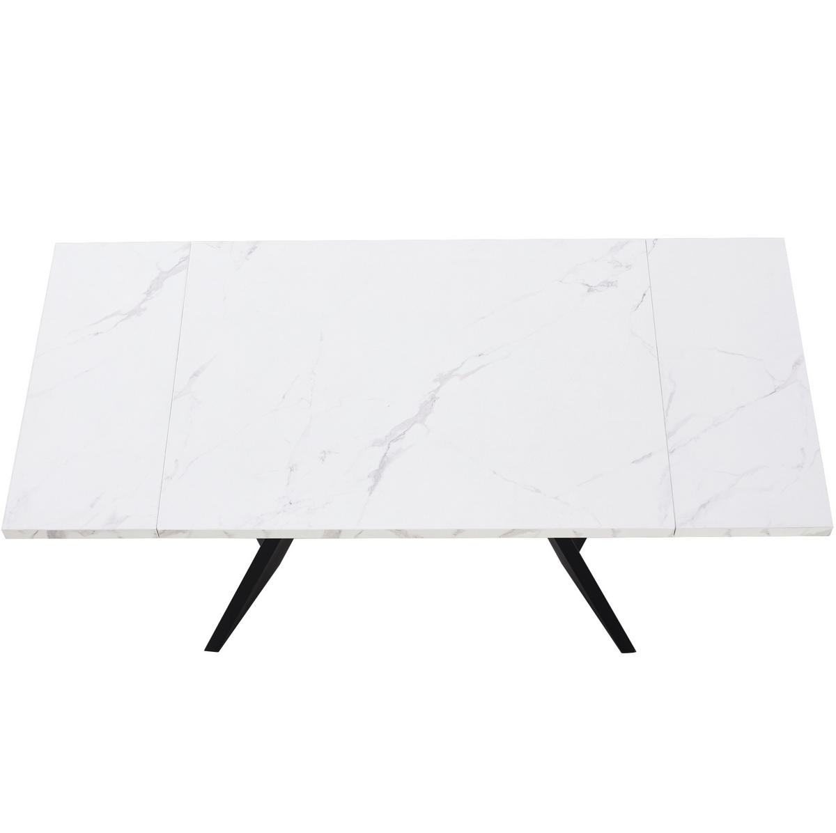 JEDÁLENSKÝ stôl 99-159/74/77 cm MDF/kov biely/čierny, rozkladací - biela, kompozitné drevo (159/74/77cm) - BEAOK