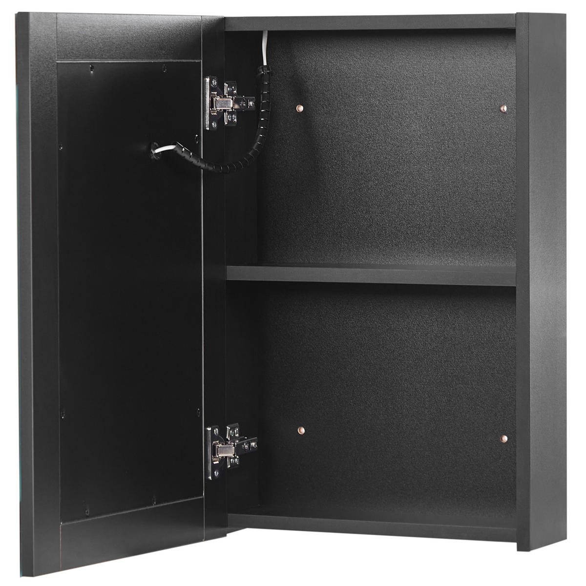 KOUPELNOVÁ ZRCADLOVÁ SKŘÍŇKA LED 40/60 cm Černá Malaspina - černá/stříbrná, kompozitní dřevo (40/60/12cm) - Beliani