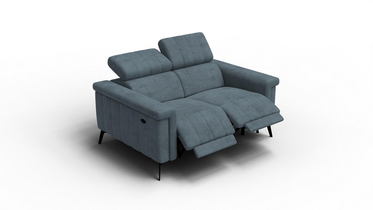 RELAXSOFA NORDEL 2-Sitzer, blaugrau - Blaugrau/Schwarz, Holz/Textil (150/80/105cm) - Courtois Laville