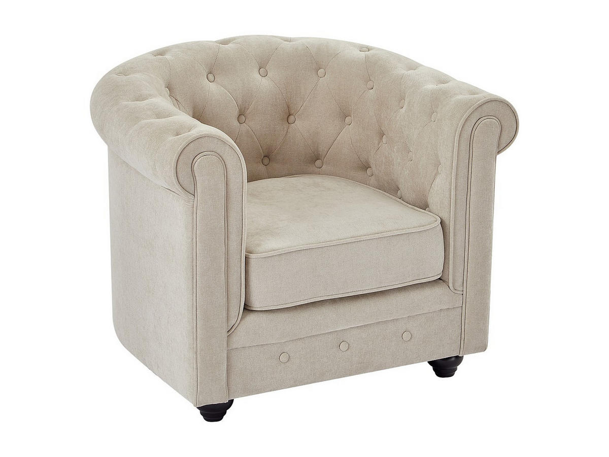 SESSEL mit gerader Rückenlehne - 1 Person - stoff - beige Chesterfield - Beige, Textil (82/72/78cm) - Vente-Unique