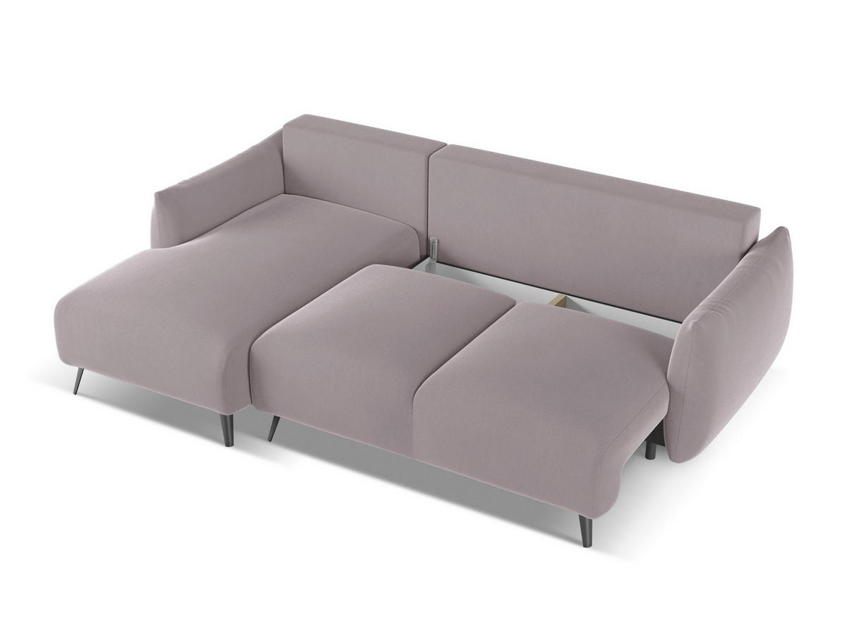 3-SITZER SOFA mit Schlaffunktion Chenille Stoff Beige - Beige/Schwarz, Textil/Metall (230/86/105cm) - Makamii