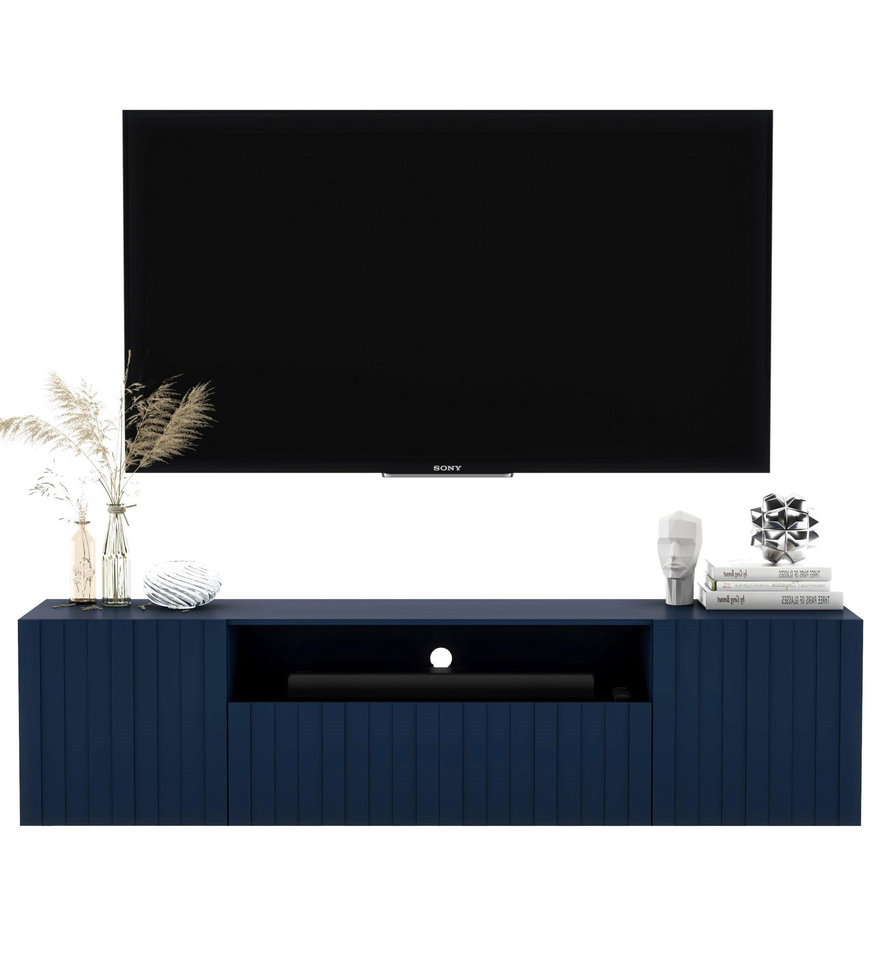 TV-SCHRANK Elpis2 Marineblau Matt Glamour 150 cm - Blau, Holzwerkstoff (150/37.5/36.5cm) - Meble Lindner