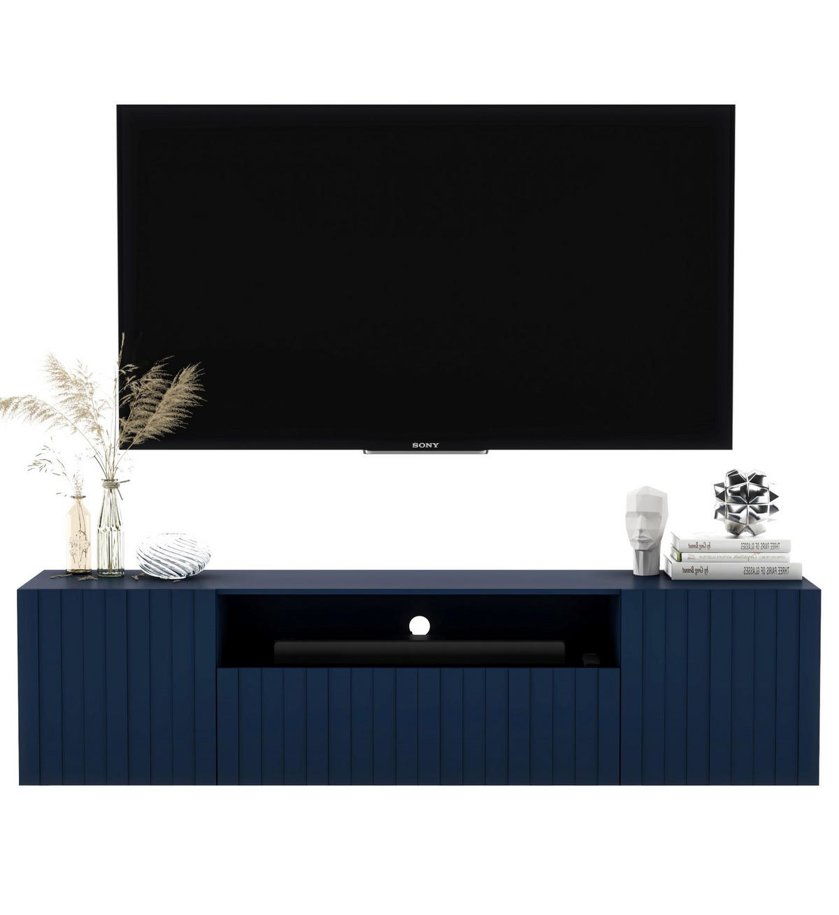 TV-SCHRANK Elpis2 Marineblau Matt Glamour 150 cm - Blau, Holzwerkstoff (150/37.5/36.5cm) - Meble Lindner