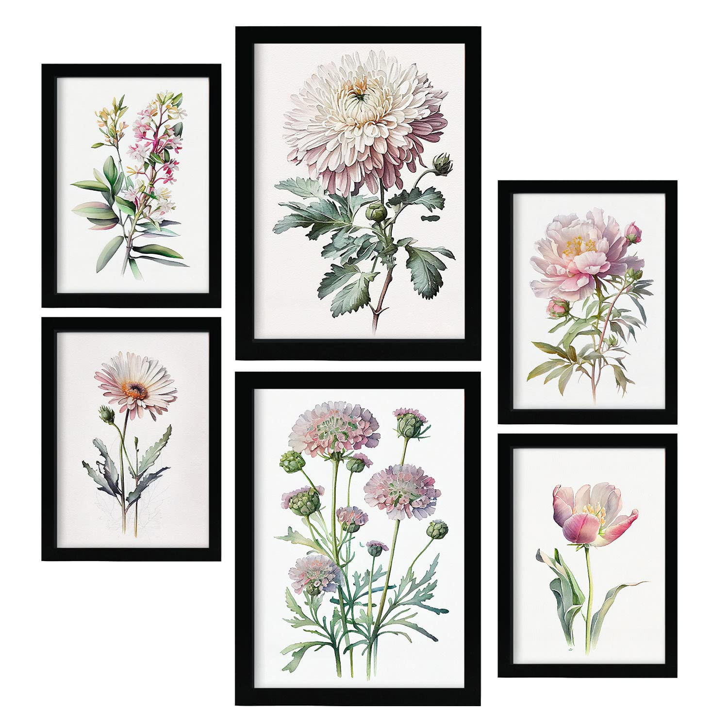 POSTER Set Mit 6 Pinke Blumen Vollfarbige Blumenmotiven A3 & A4 Rahmenlos - Klar, Papier (29/3cm) - Nacnic