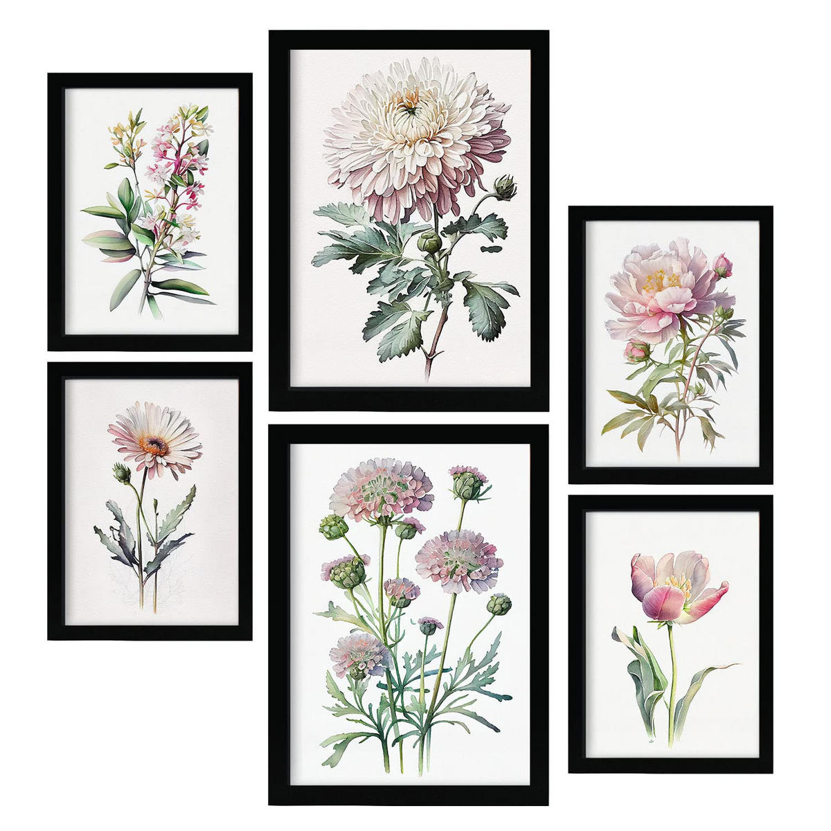 POSTER Set Mit 6 Pinke Blumen Vollfarbige Blumenmotiven A3 & A4 Rahmenlos - Klar, Papier (29/3cm) - Nacnic