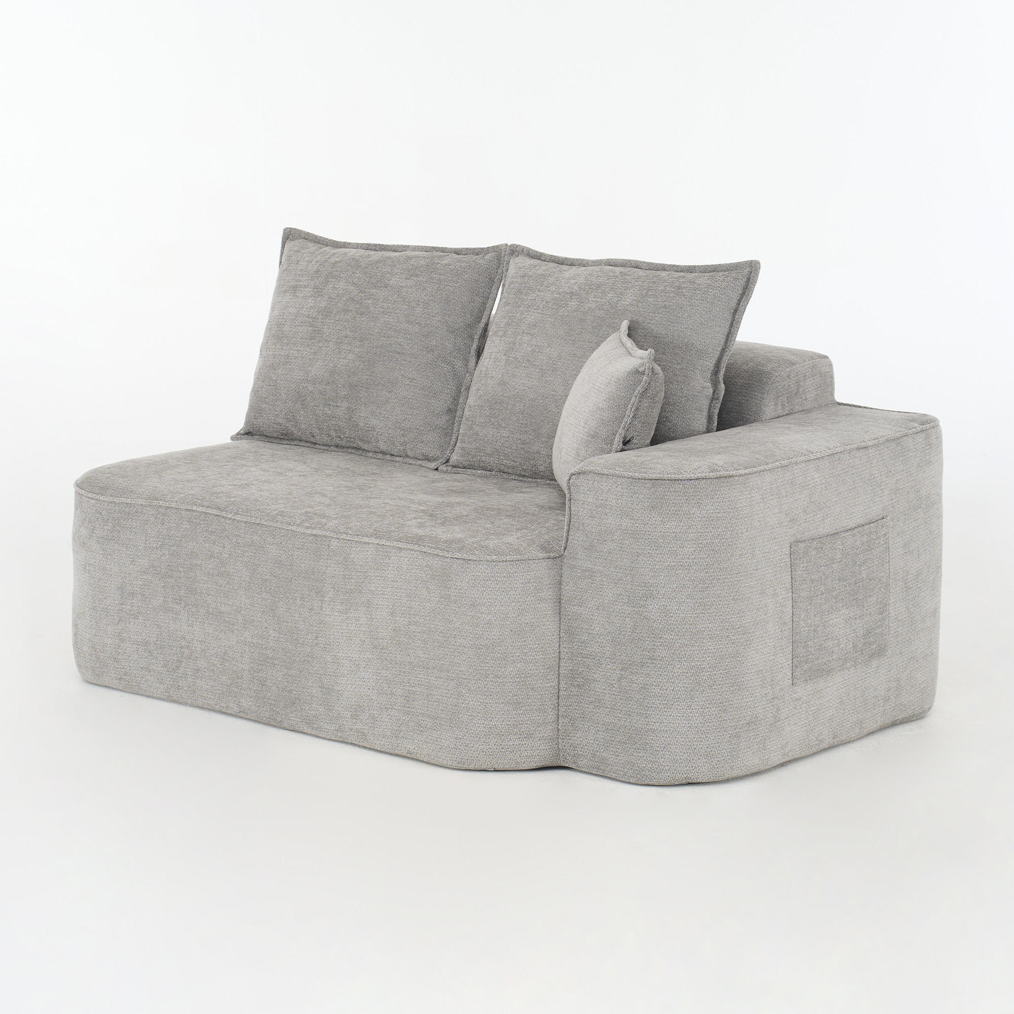 2-SITZER Sofa aus Chenille in Grau mit Seitentaschen - Grau, Textil (95/65/150cm) - Modfu