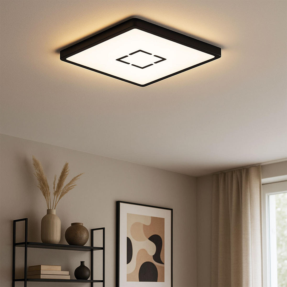 LED DECKENLEUCHTE Schwarz Backlight - Schwarz, Kunststoff (29.3/29.3/2.8cm) - Briloner