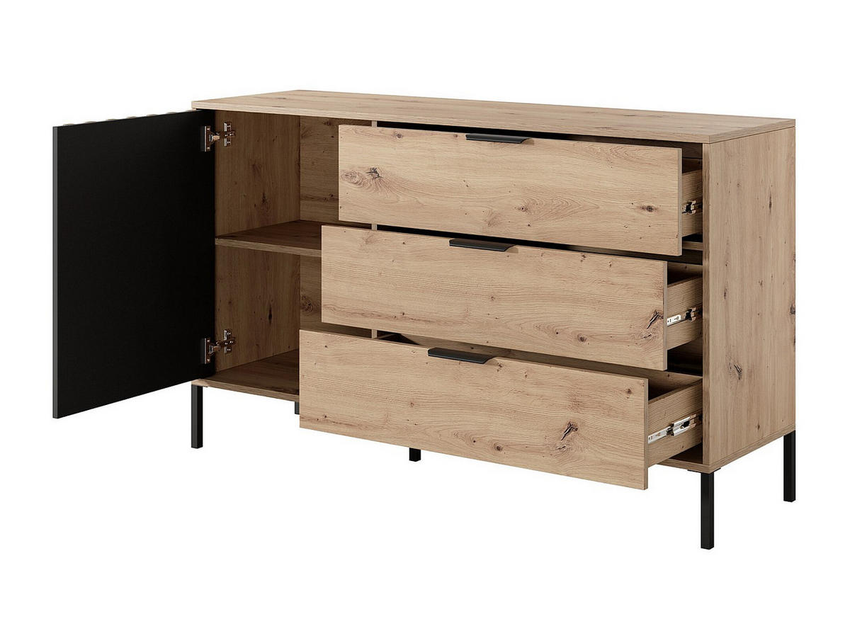 KOMMODE - 137.3 cm x 39.5 cm - holz - schwarz, naturfarben hell Ariada - Schwarz/Naturfarben, Holz/Metall (137/81.4/39cm) - Vente-Unique