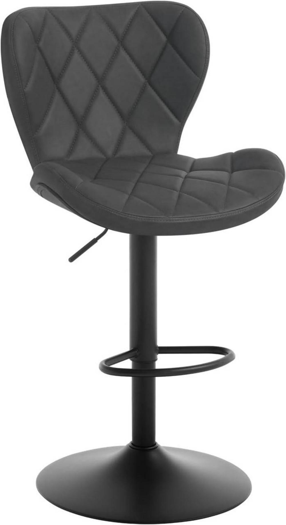 BARHOCKER Kunstleder, Metallgestell, Anthrazit - Anthrazit/Schwarz, Textil/Metall (47/89/54cm) - Woltu