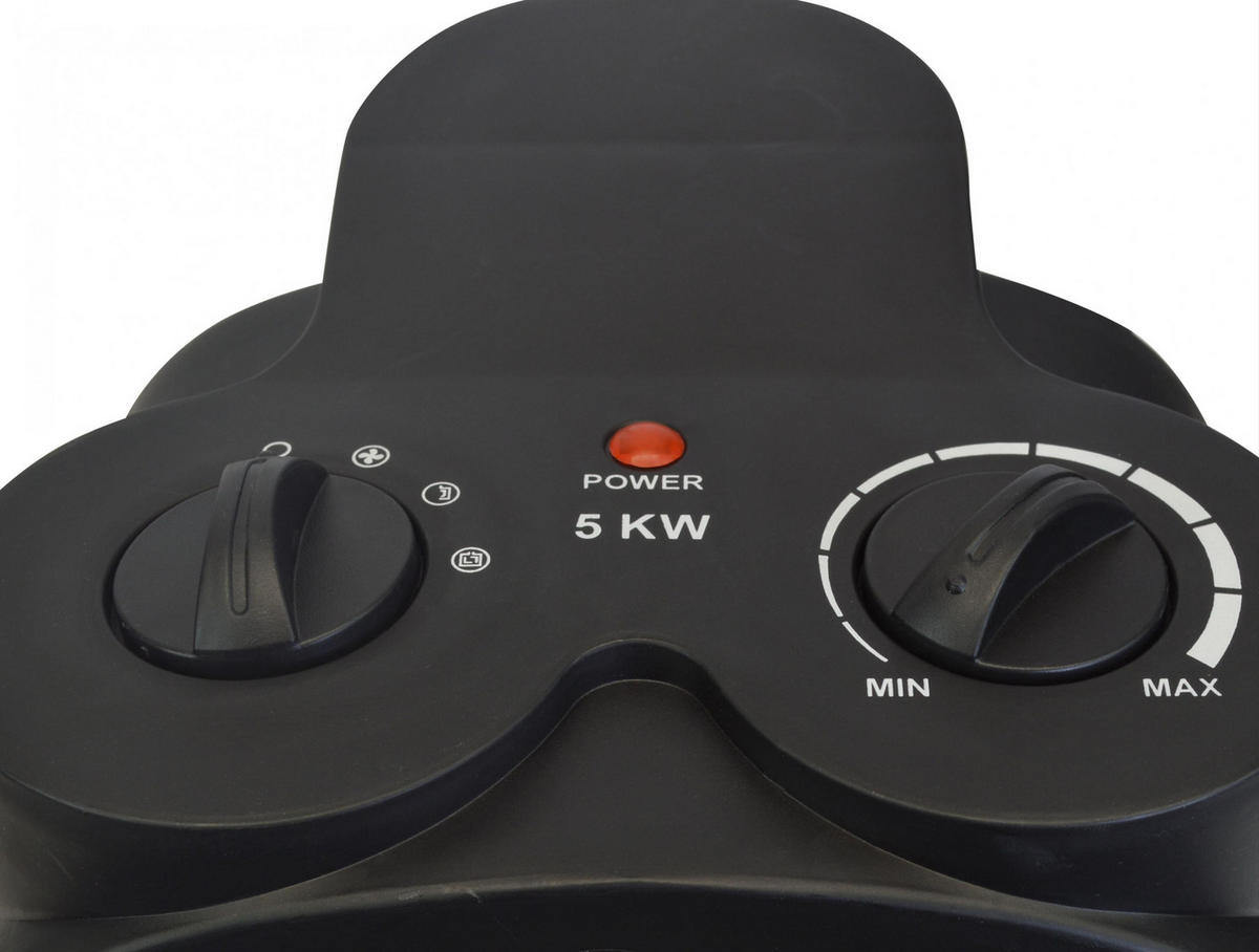 STAND-THERMOVENTILATOR Schwarz mit Leistungskontrolle 5000 W - Schwarz, Kunststoff (28/34/23cm) - Purline