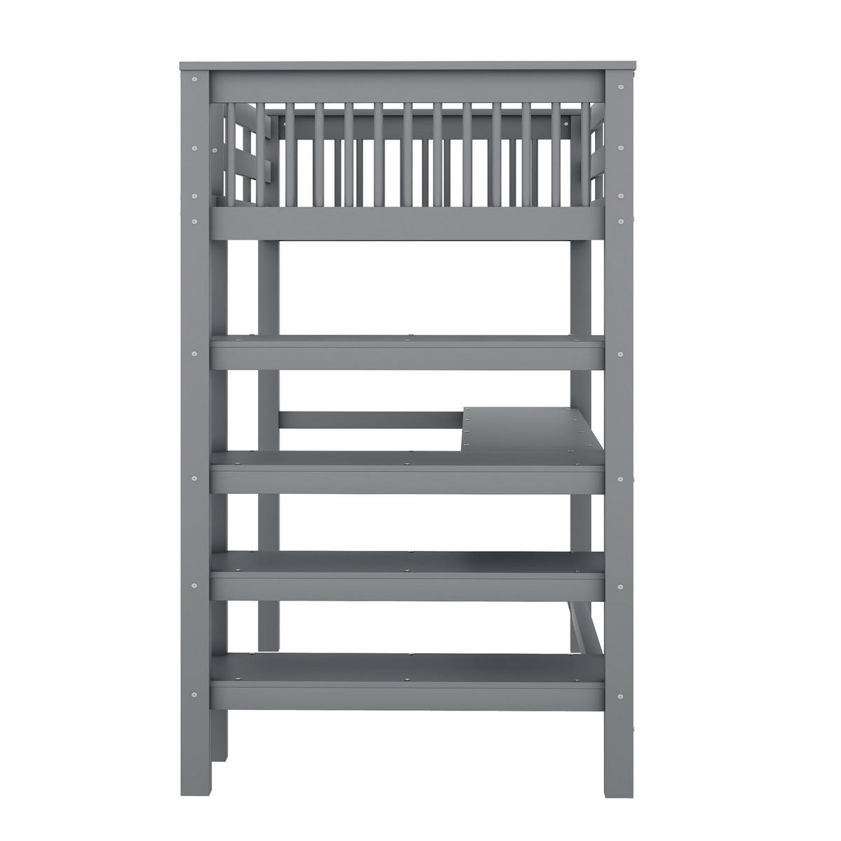 HOCHBETT 90/200 cm in Grau – mit Schreibtisch, Regalfächern und Rausfallschutz - Grau, Holzwerkstoff (90/200cm) - BEAOK