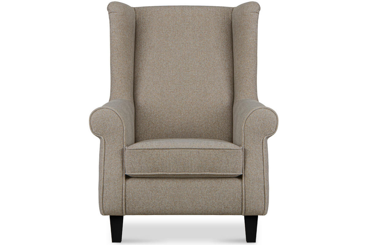 OHRENSESSEL MILES Massivholzbeine schwarz, hellbraun - Hellbraun, Holzwerkstoff/Buchenholz (82/105/97cm) - KONSIMO®