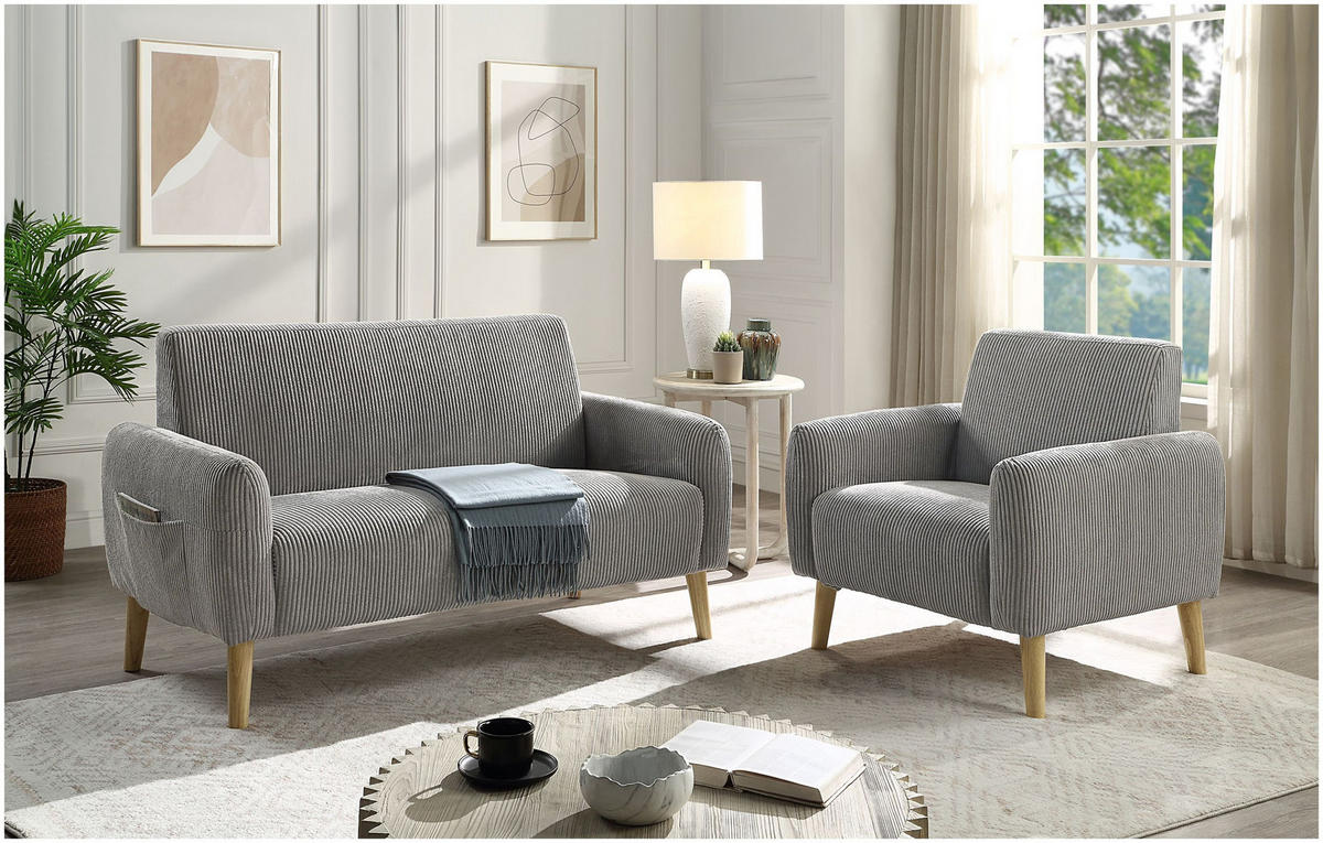 SESSEL Moby Cord Grau - Grau, Textil (83/83/75cm) - ATLANTIC home collection