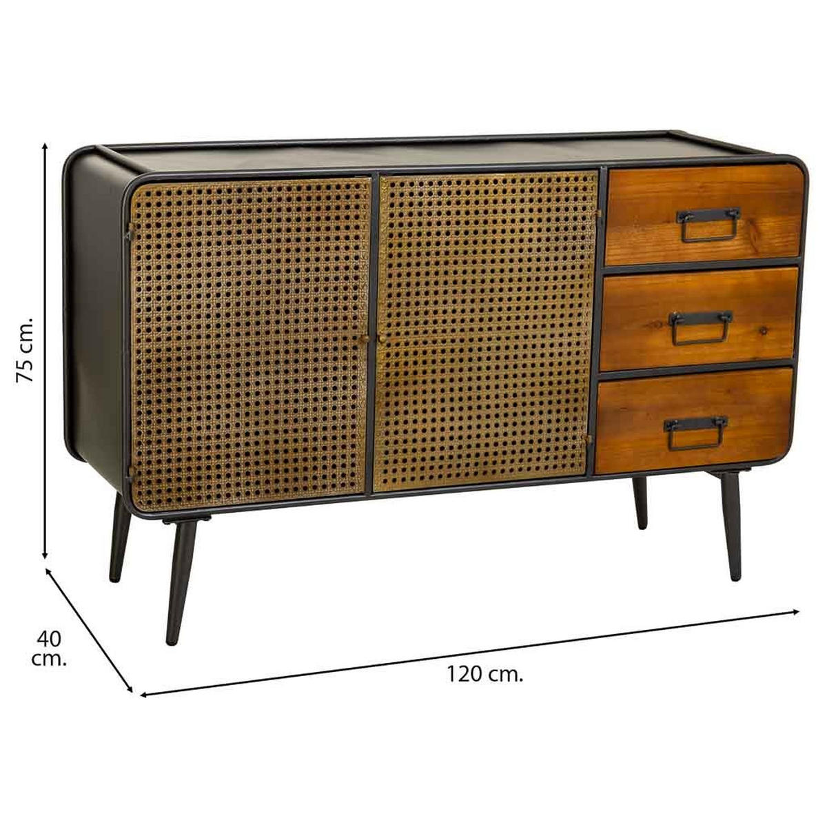 SIDEBOARD aus Metall, Braun, 120x40x75 - Braun, Metall (120/75/40cm) - Wanderlust