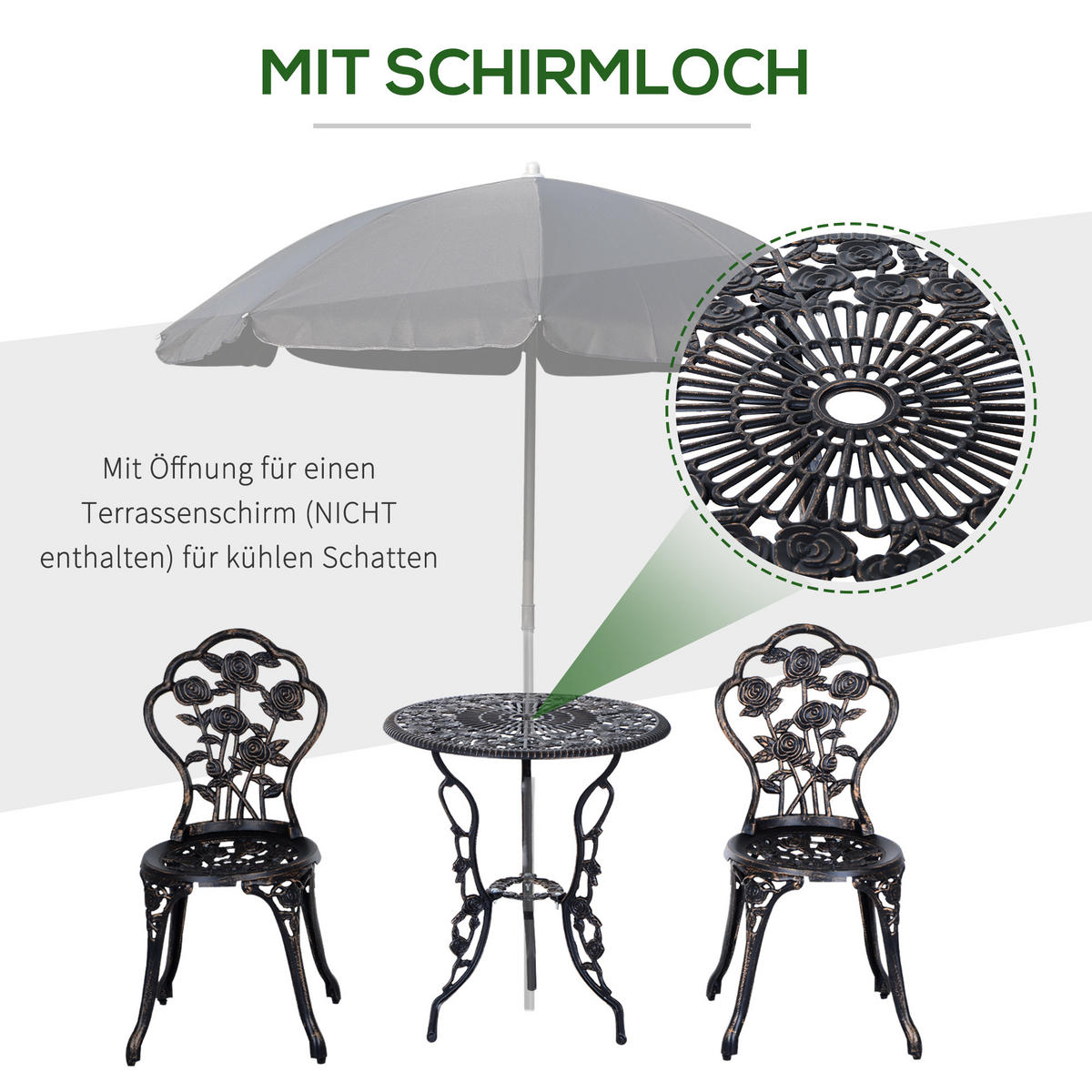 GARTENMÖBEL Set, Alu, Metall, Bronze - Bronzefarben, Metall - Outsunny