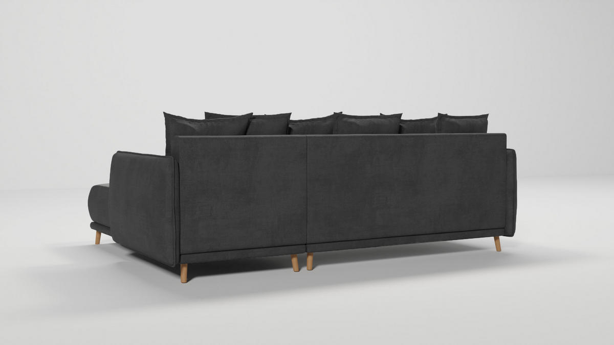 ECKSOFA Chroma Graphit Luxusmicrofaser - Graphitfarben/Braun, Holz/Textil (238/170cm) - S-Style Möbel