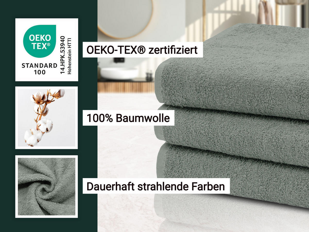 DUSCHTÜCHER, 3er-Set, 70x140 cm, 100% Baumwolle, Grau - Hellgrau, Textil (70/140cm) - Zollner