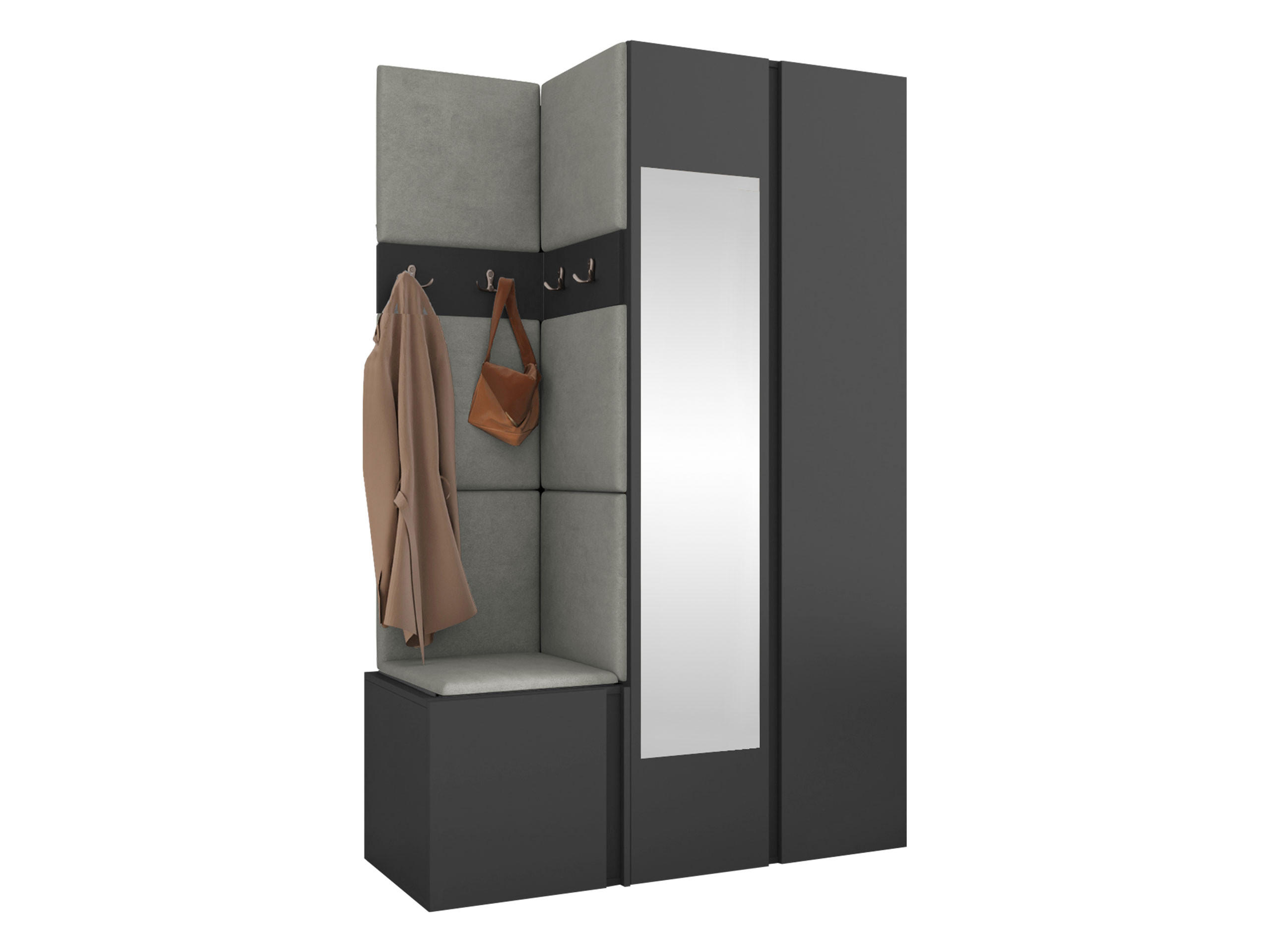 Mirjan24 Garderoben-Set Graphit, Grau 116x186x46 cm
