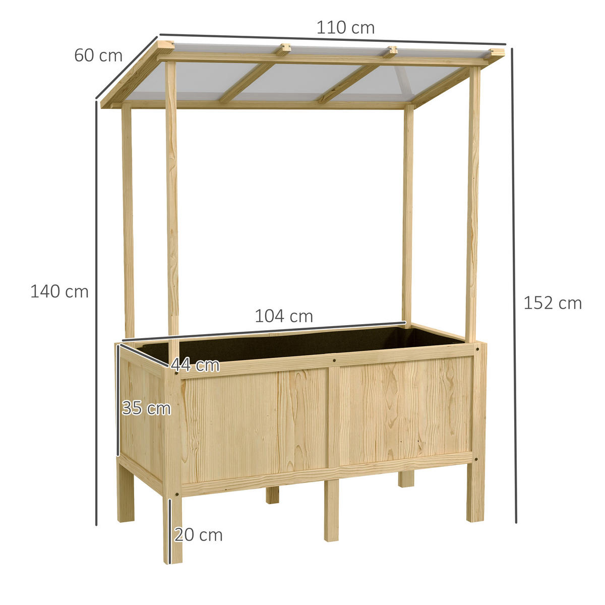 HOCHBEET, Naturholz, Tannenholz - Naturfarben, Holz (60/152/110cm) - Outsunny