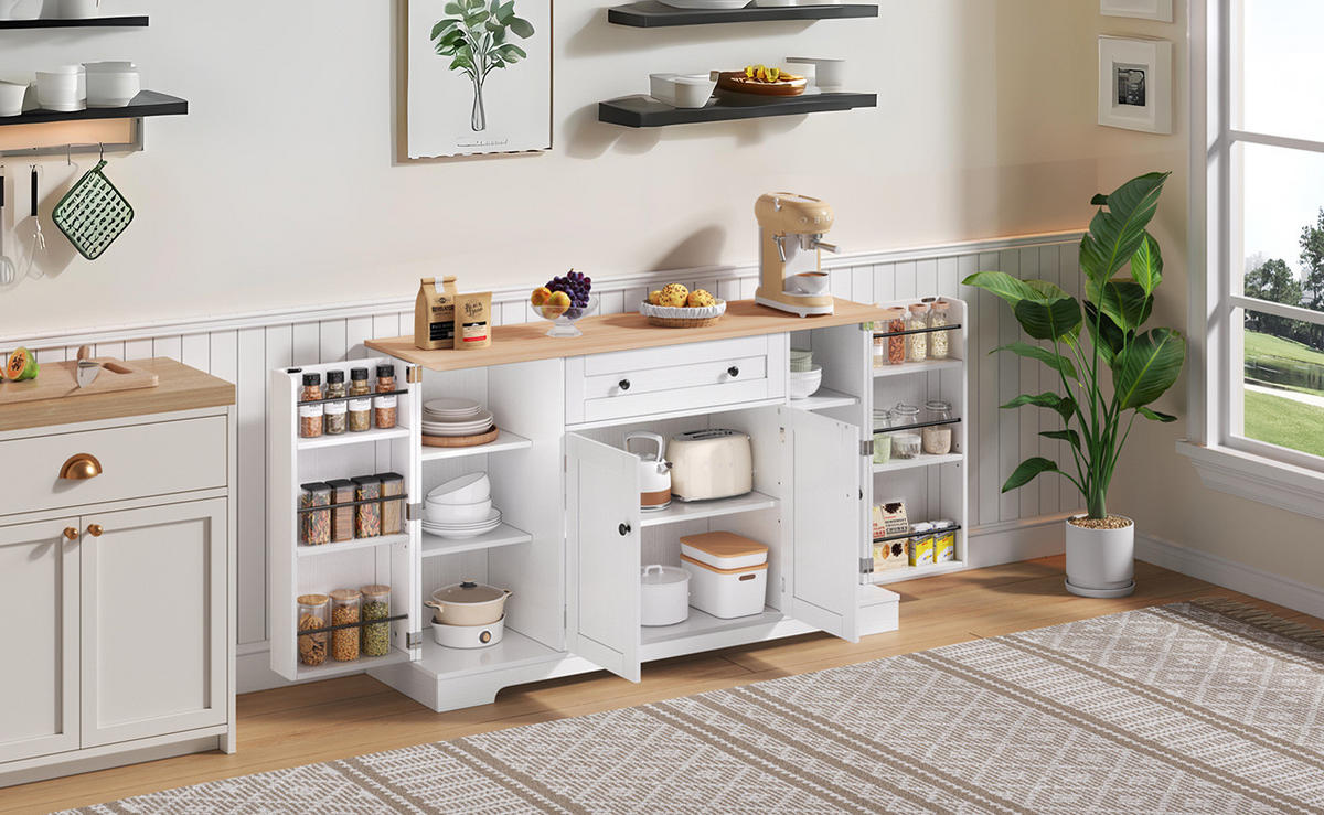 SIDEBOARD mit Schublade, Doppeltürfach und verstellbaren Einlegeböden, 138/40/85 cm, Natur und Weiß - Weiß, Holzwerkstoff (138/85/40cm) - Redom