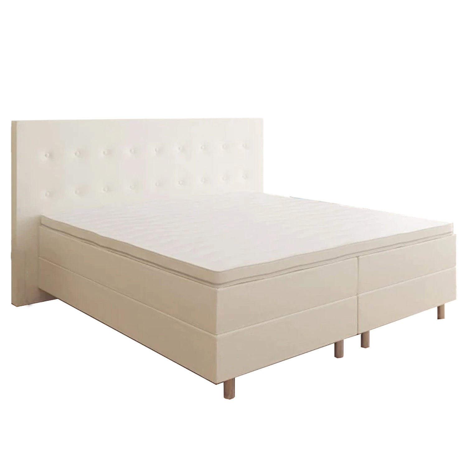 BOXBETT RIO Barcelona 5-Zonen mit Visco Topper H3 First Class Bett in verschiedenen Farben und Größen - Creme, Holz/Holzwerkstoff (200/200cm) - Best For Home