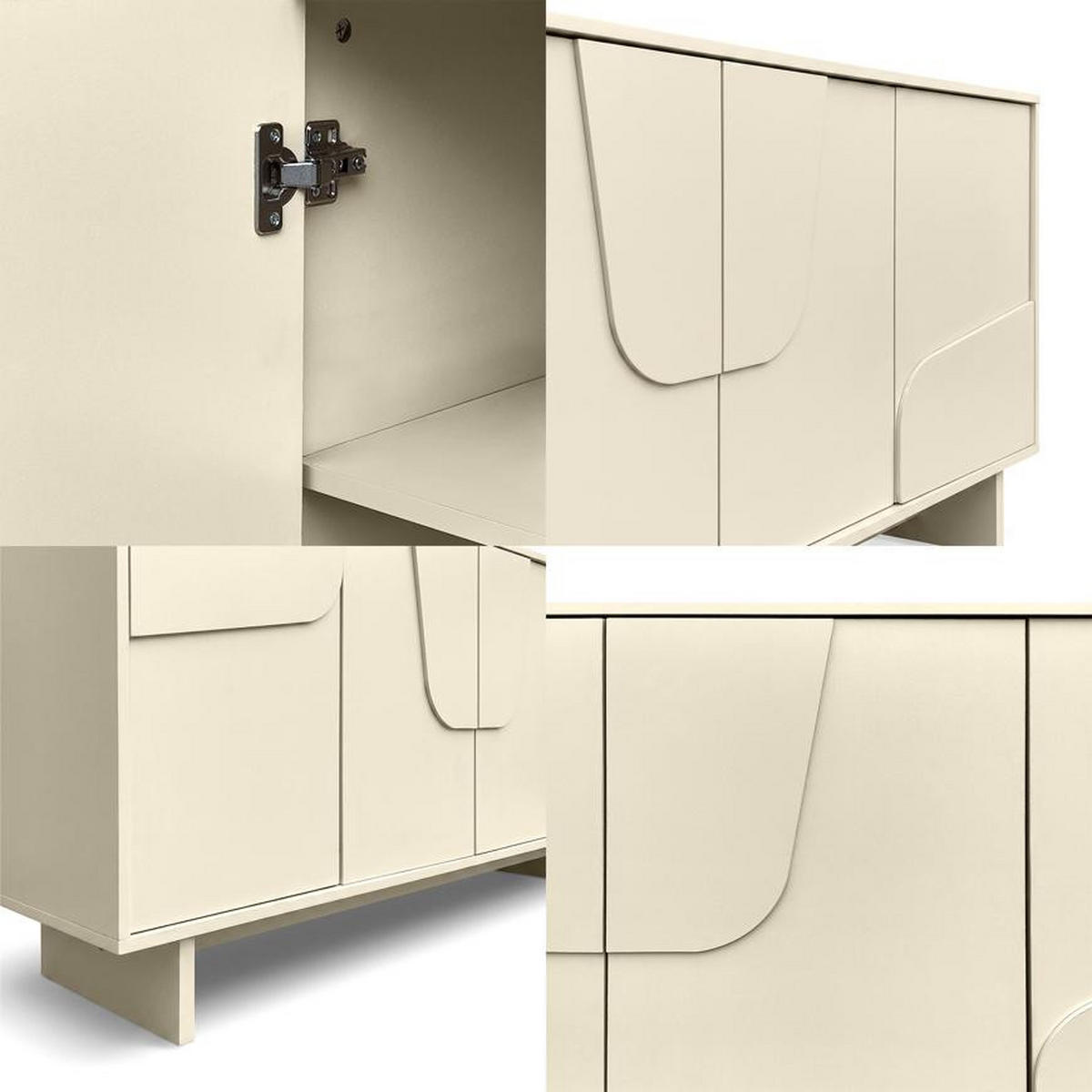 SIDEBOARD FLORA beige, 160 cm, 4 Türen, Melaminbeschichtung - Beige, Metall (160/78/40cm) - Sicaan