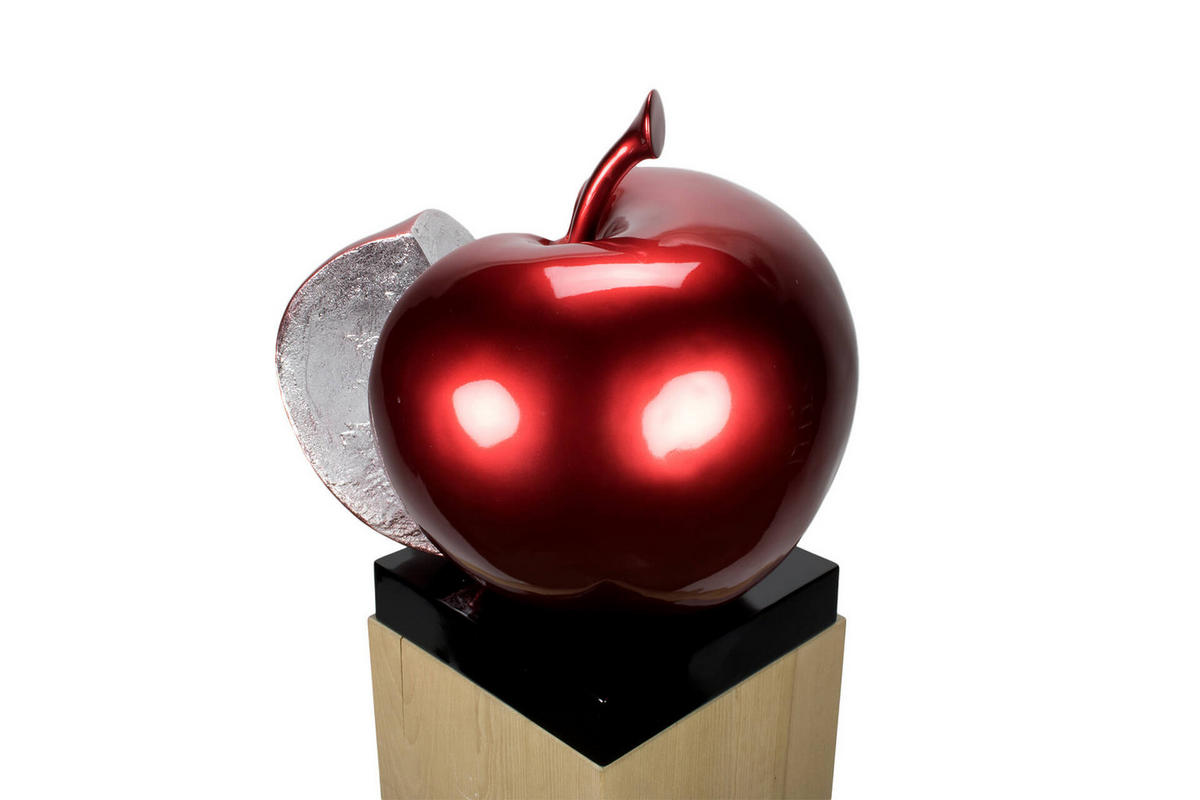 SKULPTUR Rot 51/54 cm - Rot/Silberfarben, Stein (11.2/54/40cm) - KUNSTLOFT
