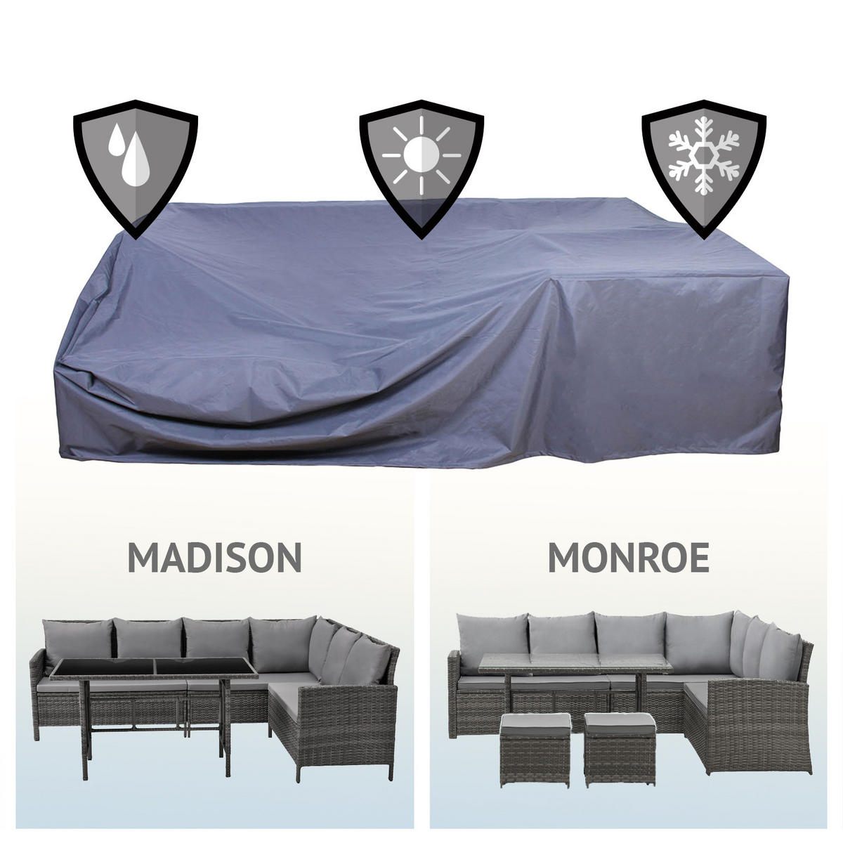 ABDECKHAUBE Madison / Monroe - Grau, Kunststoff (183/83/236cm) - SVITA