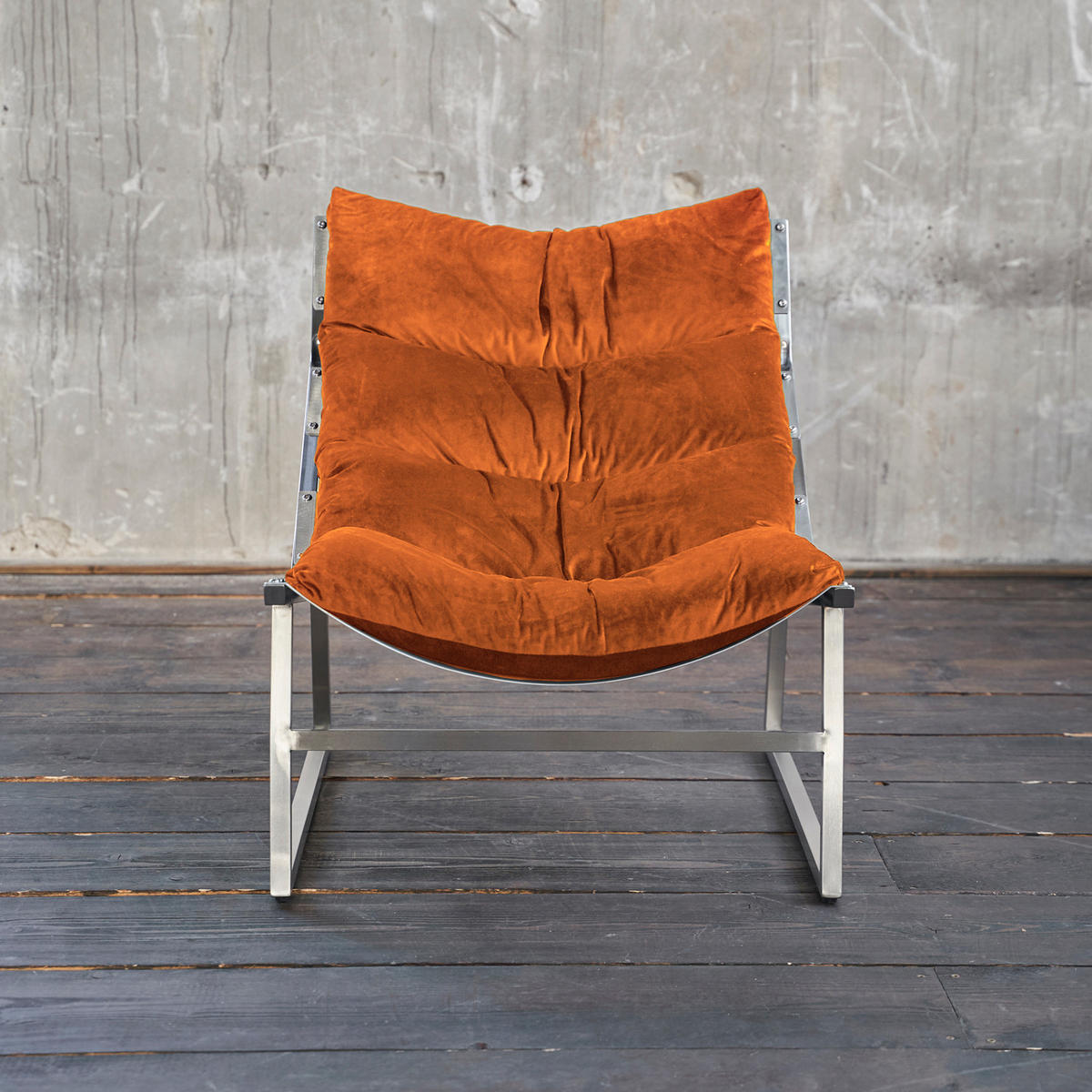 RELAXSESSEL SIRO Orange Webstoff - Silberfarben/Orange, Textil/Metall (70/78/125cm) - KAWOLA