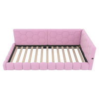 TAGESBETT 90/200 cm mit Lattenrost, LED-Beleuchtung, USB-Anschluss und Vliesbezug, Rosa - Pink, Textil
