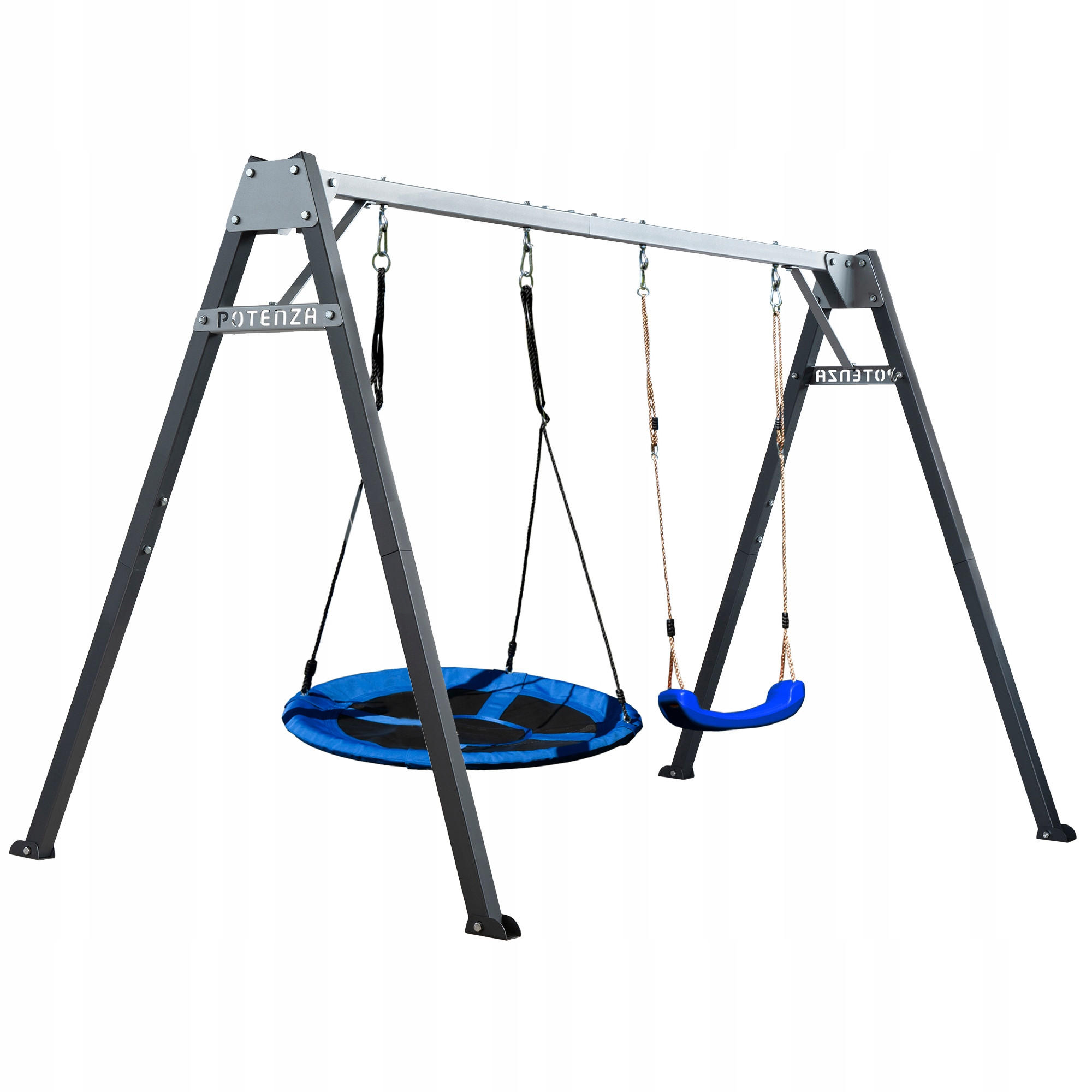 KINDERSCHAUKEL feuerverzinktes Schaukelgestell Doppel - Blau, Metall (250/173cm) - Potenza